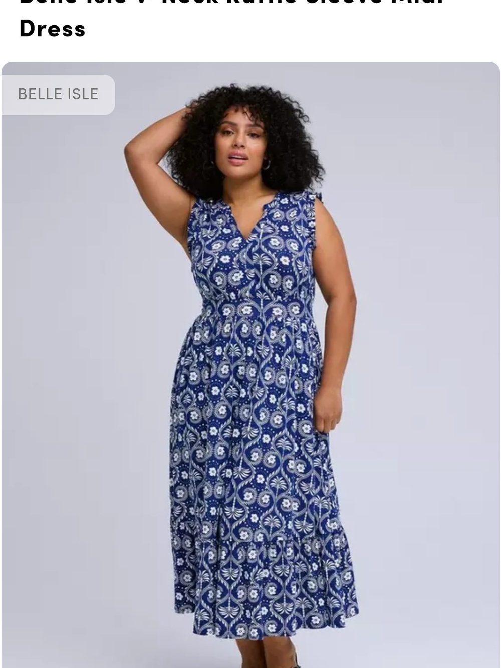 Belle Isle V-Neck Ruffle Sleeve Midi Dress